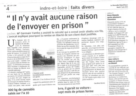 La Nouvelle République - Il n'y avait aucune raison de l'envoyer en prison - Maître Germain YAMBA